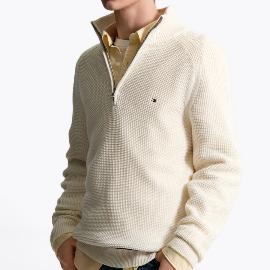 TOMMY HILFIGER Structure Stripe Zip-Up Sweater