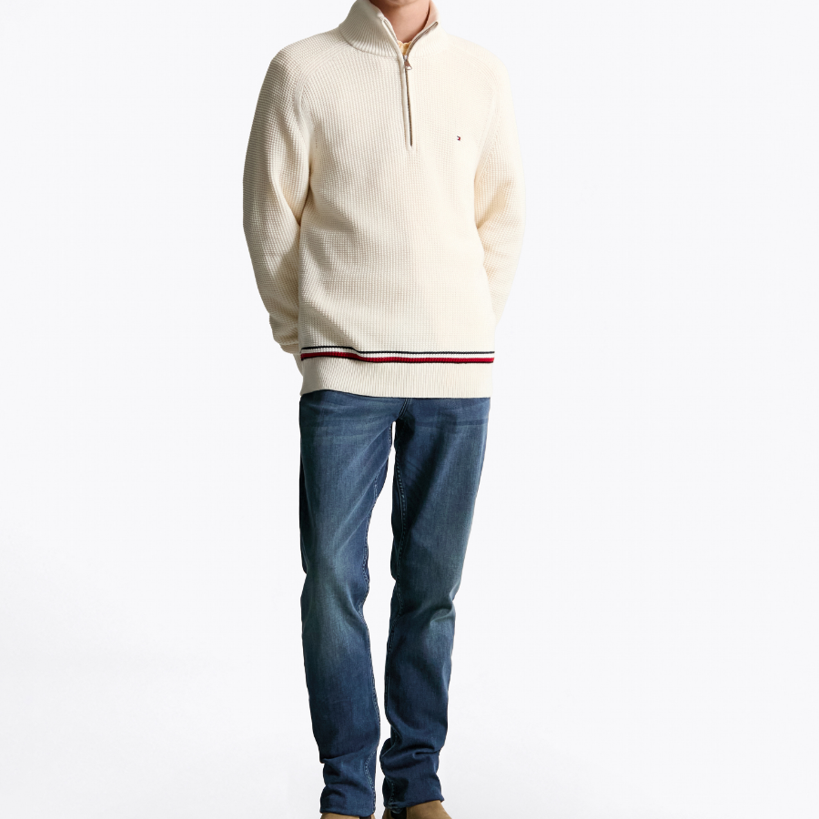 TOMMY HILFIGER Structure Stripe Zip-Up Sweater