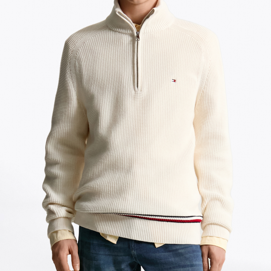 TOMMY HILFIGER Structure Stripe Zip-Up Sweater