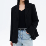 8 seconds Semi-Overfit Mixed Fabric Jacket – Black