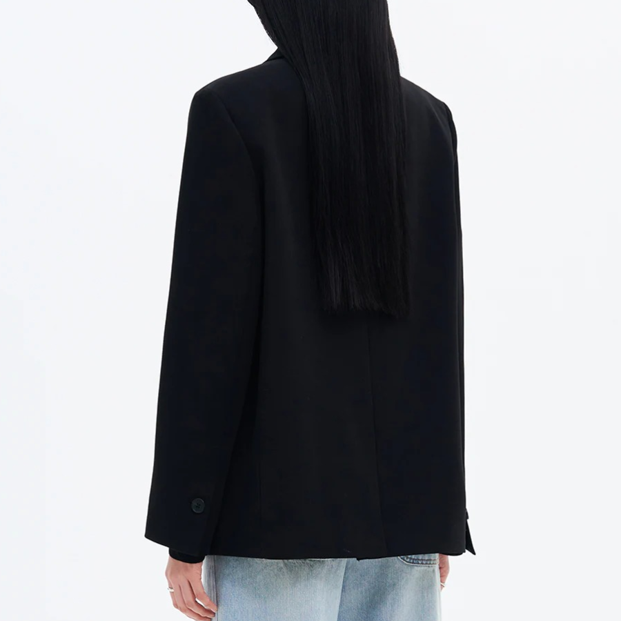 8 seconds Semi-Overfit Mixed Fabric Jacket – Black