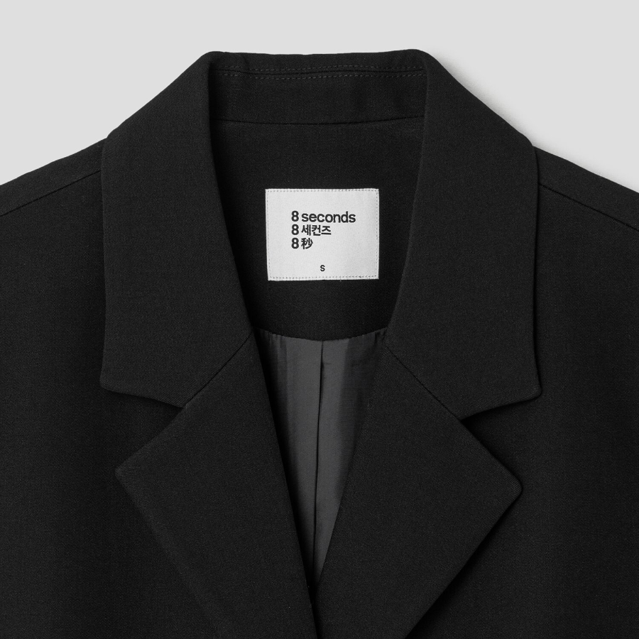 8 seconds Semi-Overfit Mixed Fabric Jacket – Black