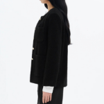 8 seconds Boucle Round-Neck Long Jacket – Black