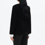 8 seconds Boucle Round-Neck Long Jacket – Black