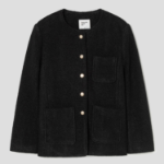 8 seconds Boucle Round-Neck Long Jacket – Black