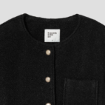 8 seconds Boucle Round-Neck Long Jacket – Black