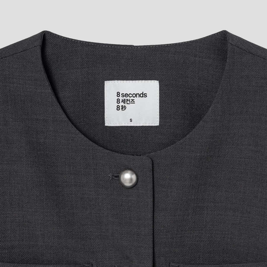 8 seconds Round-Neck Jacket – Ash