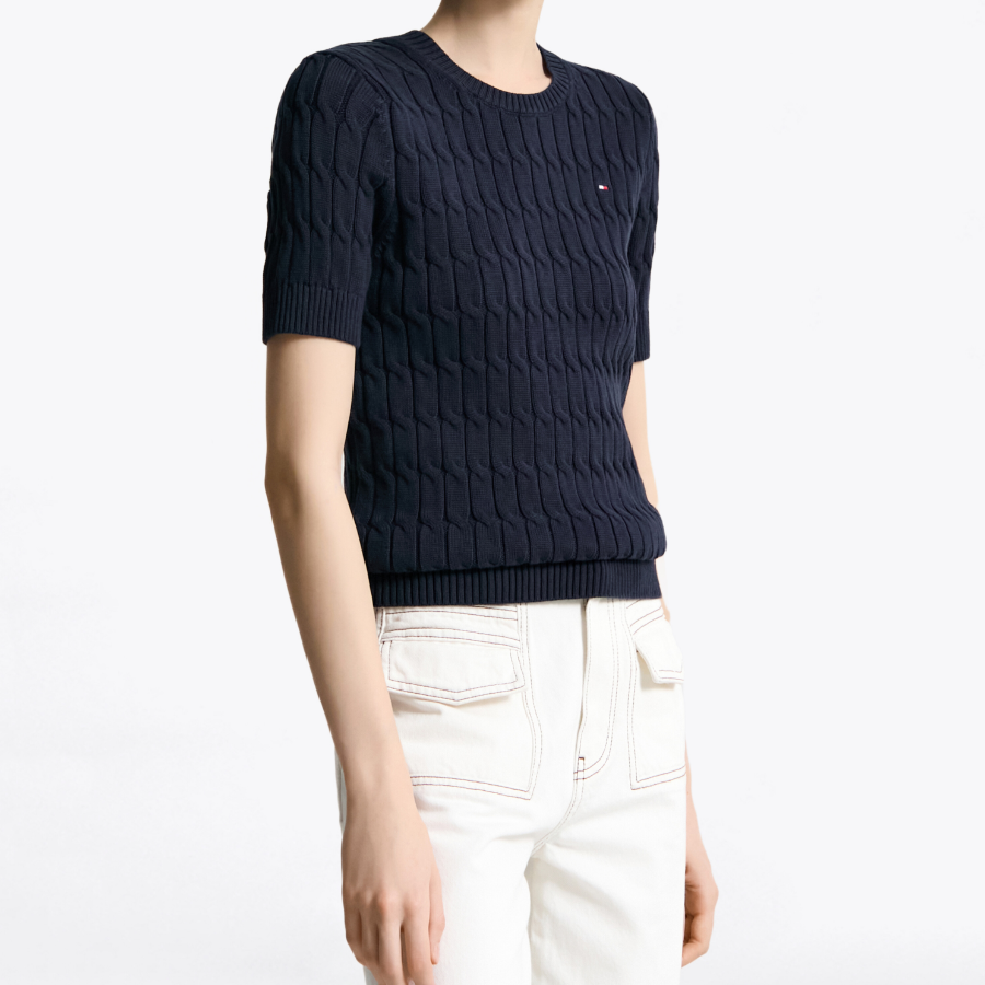 TOMMY HILFIGER Slim Cable Short-Sleeve Sweater