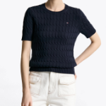 TOMMY HILFIGER Slim Cable Short-Sleeve Sweater