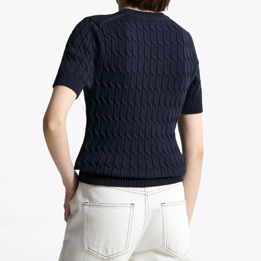 TOMMY HILFIGER Slim Cable Short-Sleeve Sweater