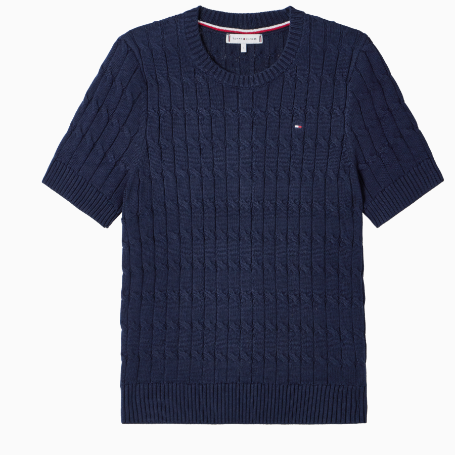 TOMMY HILFIGER Slim Cable Short-Sleeve Sweater