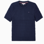 TOMMY HILFIGER Slim Cable Short-Sleeve Sweater