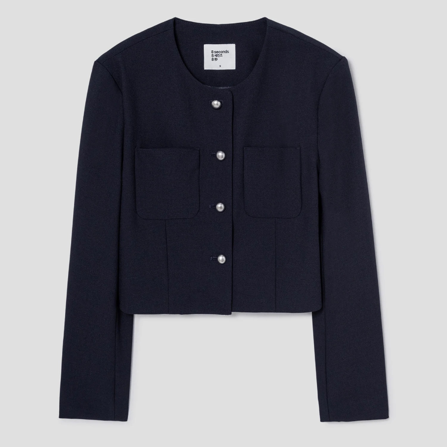 8 seconds Round-Neck Jacket – Navy