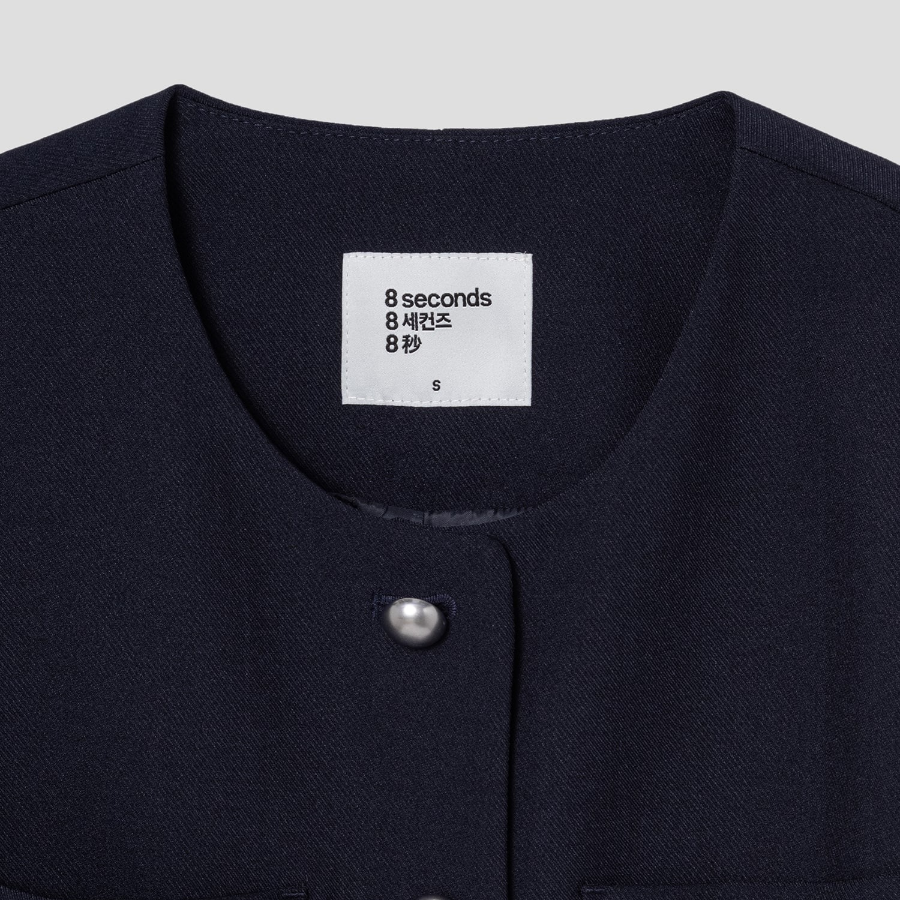8 seconds Round-Neck Jacket – Navy