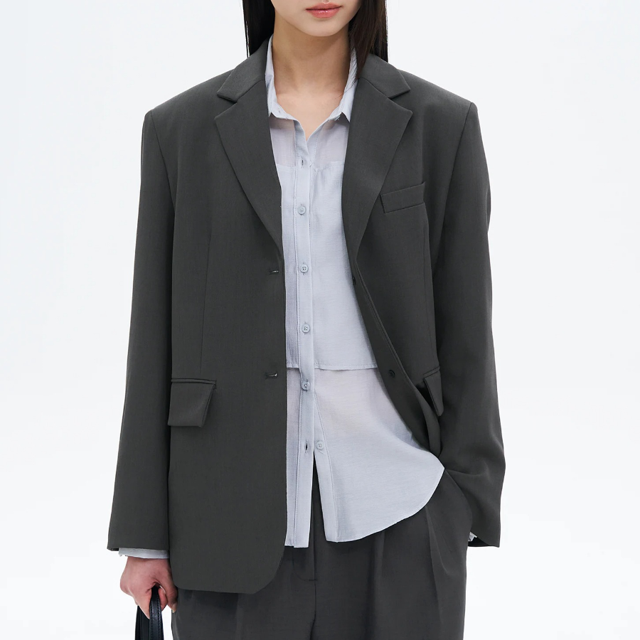 8 seconds Belted Semi-Overfit Jacket – Ash