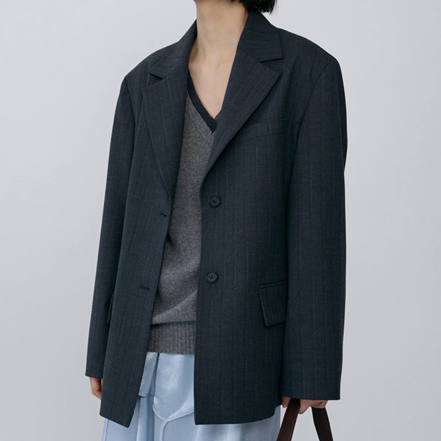 8 seconds [EDITION8] Stripe Jacket – Ash