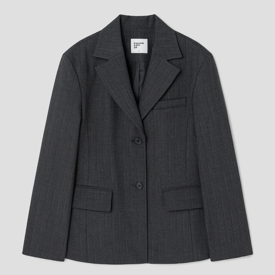 8 seconds [EDITION8] Stripe Jacket – Ash