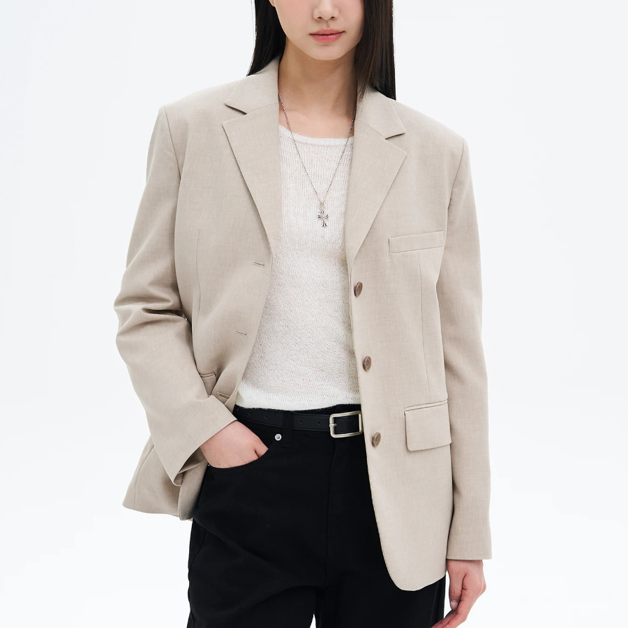 8 seconds Three-Button Semi-Overfit Jacket – Beige