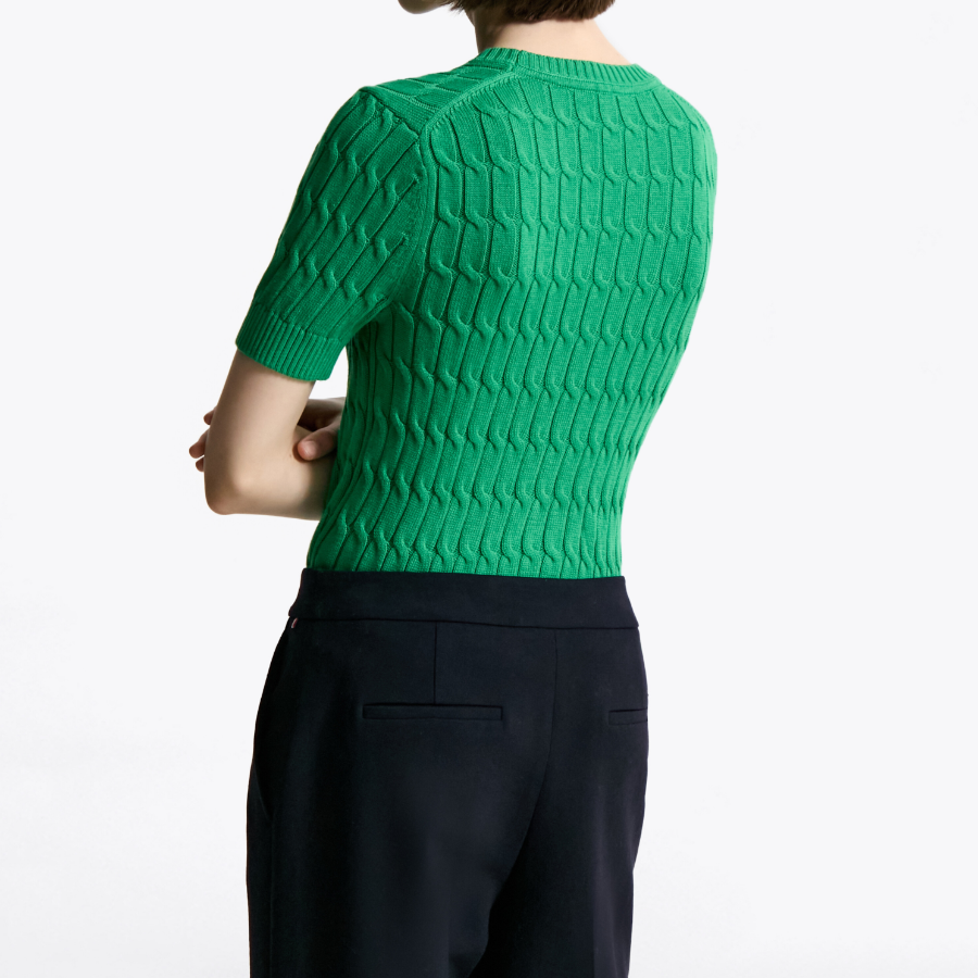 TOMMY HILFIGER Slim Cable Knit Short-Sleeve Sweater