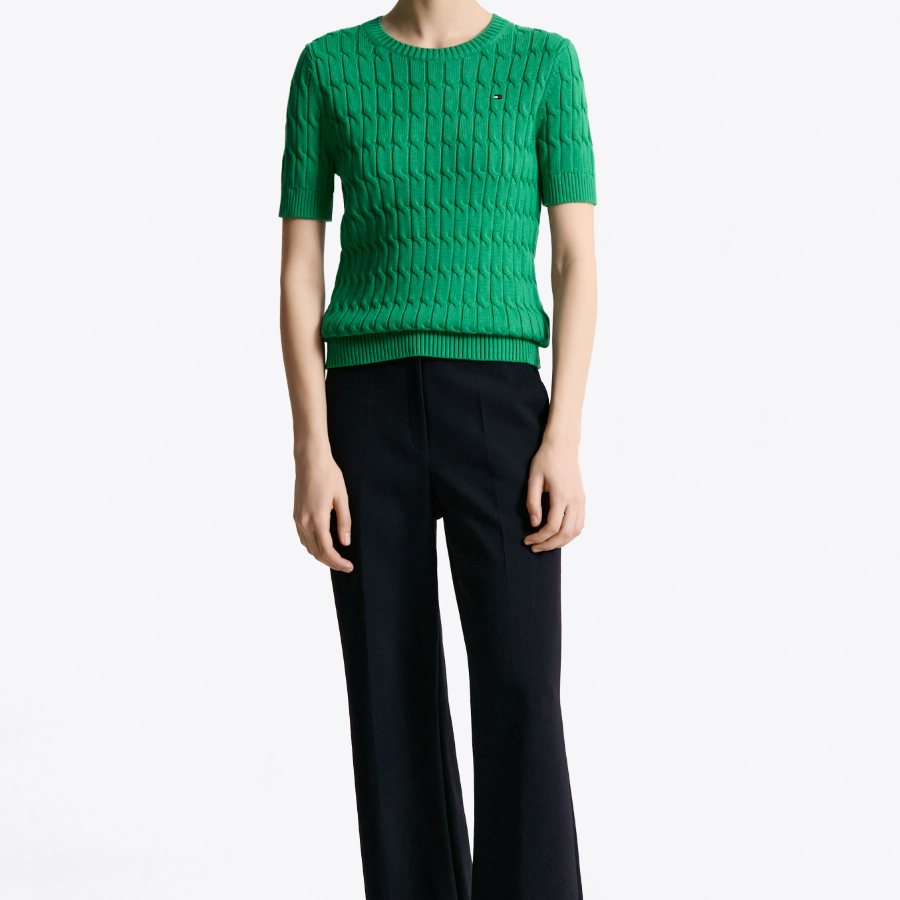 TOMMY HILFIGER Slim Cable Knit Short-Sleeve Sweater