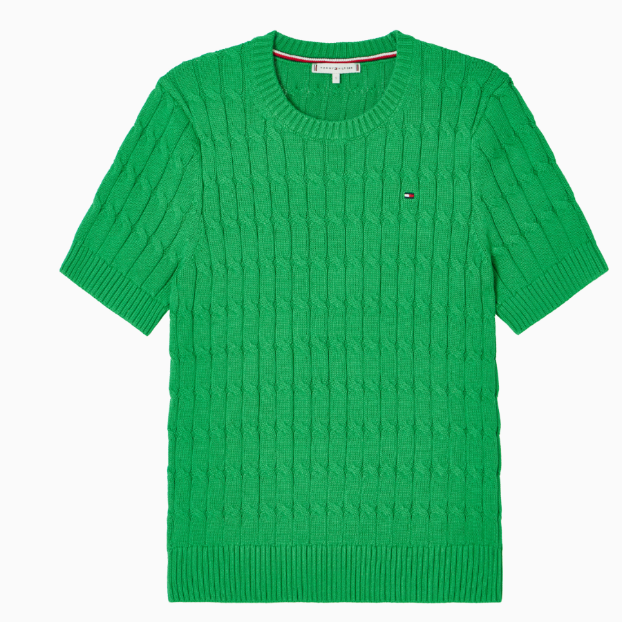 TOMMY HILFIGER Slim Cable Knit Short-Sleeve Sweater