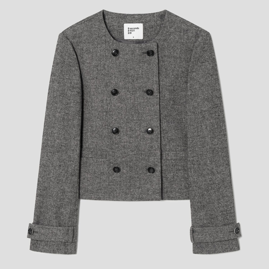 8 seconds Double-Button Jacket – Dark Grey