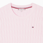 TOMMY HILFIGER [Official Headquarters] Slim Cable Knit Short-Sleeve Sweater