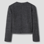 8 seconds Padded Lined Boucle Round-Neck Short Jacket – Ash