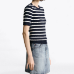 TOMMY HILFIGER [Official Headquarters] Slim Cable Knit Short-Sleeve Sweater