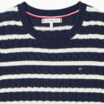 TOMMY HILFIGER [Official Headquarters] Slim Cable Knit Short-Sleeve Sweater