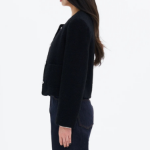 8 seconds Padded Lined Boucle Round-Neck Short Jacket – Black