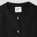 8 seconds Padded Lined Boucle Round-Neck Short Jacket – Black