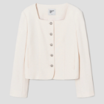 8 seconds Square-Neck Formal Long Jacket – Ivory