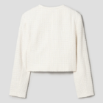 8 seconds Round-Neck Textured Tweed Short Jacket – Ivory