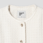 8 seconds Round-Neck Textured Tweed Short Jacket – Ivory