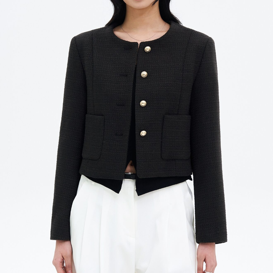 8 seconds Tweed Short Jacket – Black