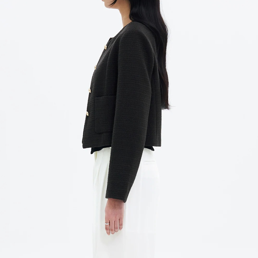 8 seconds Tweed Short Jacket – Black