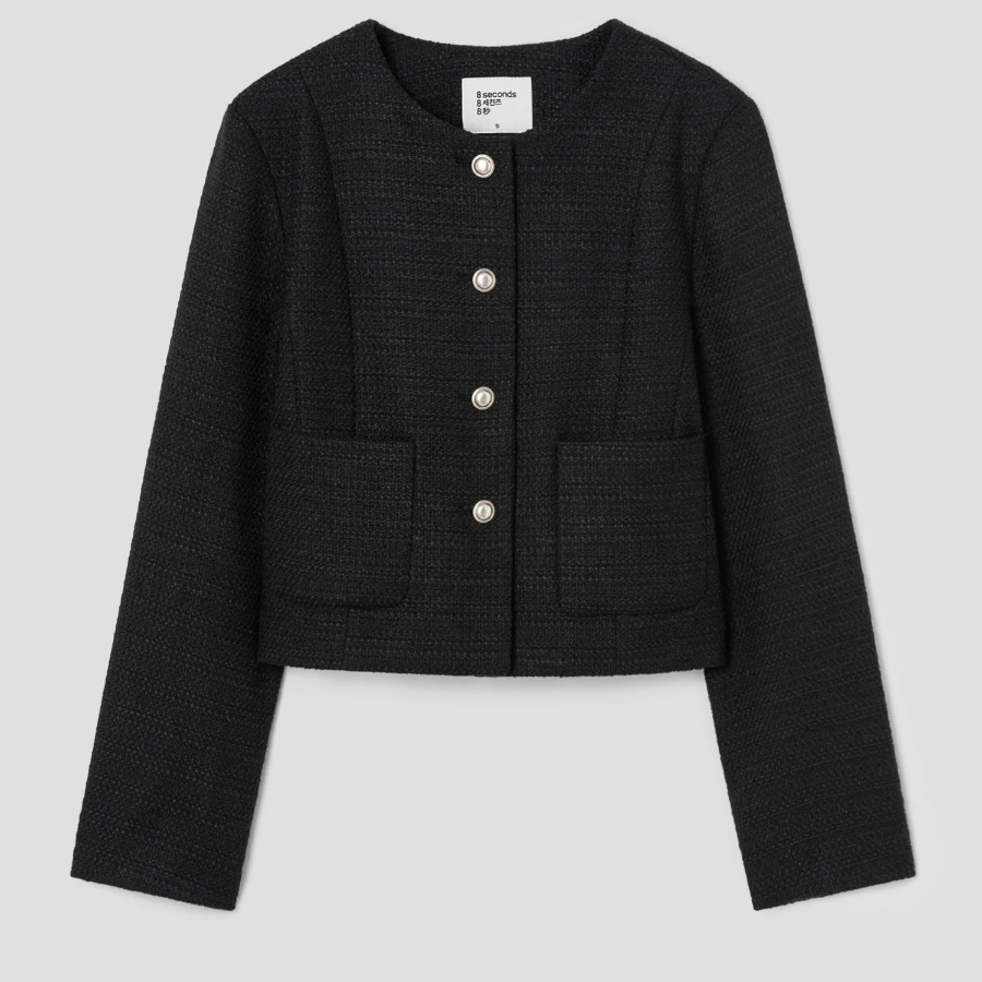 8 seconds Tweed Short Jacket – Black