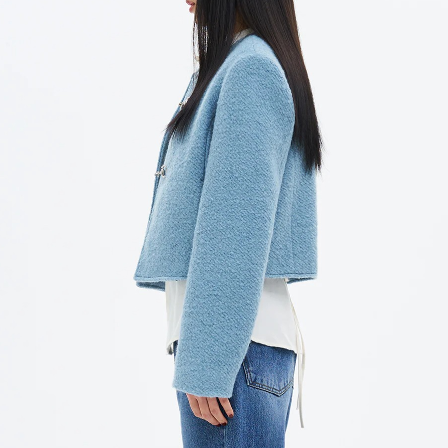 8 seconds Boucle Buckle Short Jacket – Sky Blue