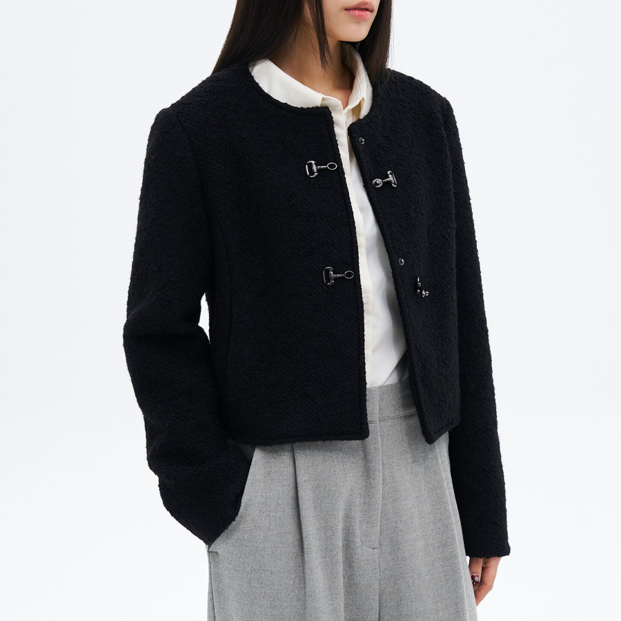 8 seconds Boucle Buckle Short Jacket – Black