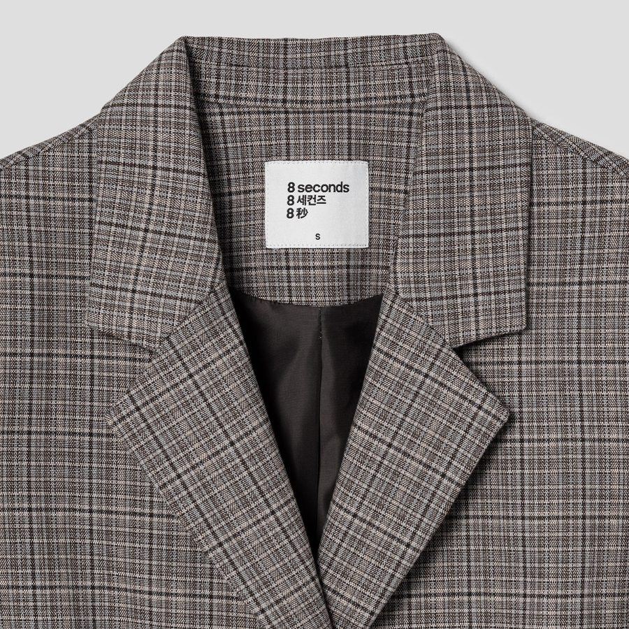 8 seconds Checked Tailored Jacket – Grey