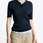 TOMMY HILFIGER [Official Headquarters] Ribbed Button Polo Sweater