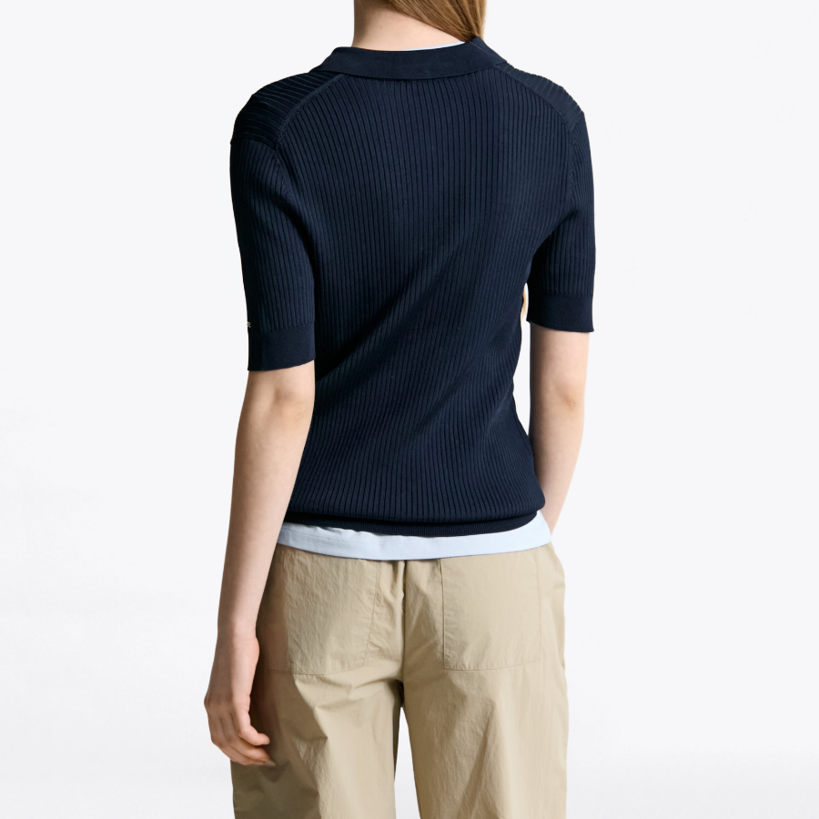 TOMMY HILFIGER [Official Headquarters] Ribbed Button Polo Sweater