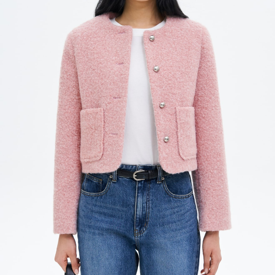 8 seconds Pink Boucle Tweed Jacket – Light Pink