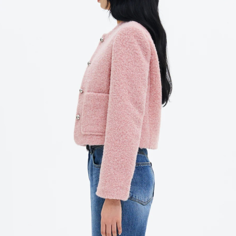 8 seconds Pink Boucle Tweed Jacket – Light Pink