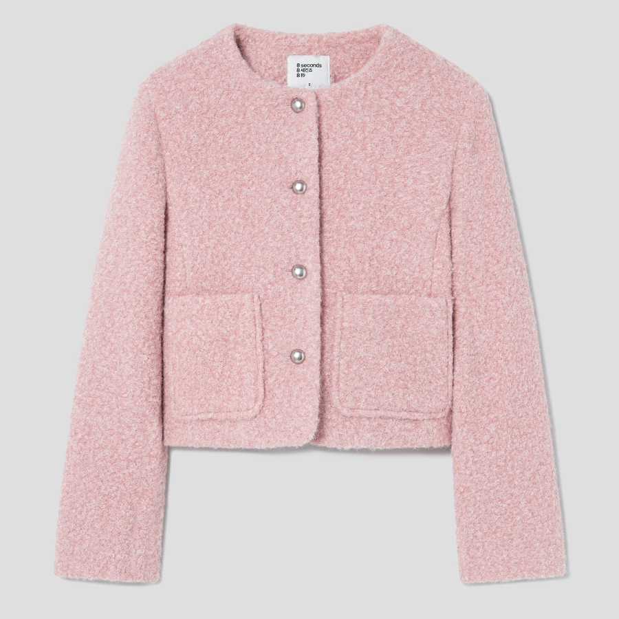 8 seconds Pink Boucle Tweed Jacket – Light Pink