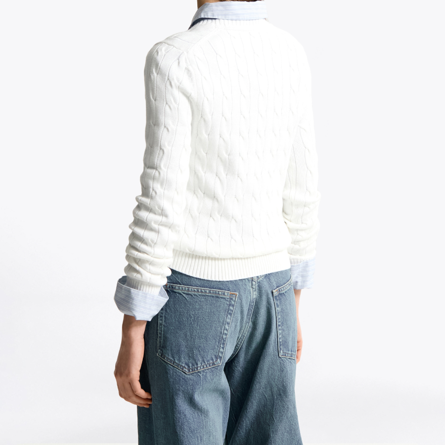 TOMMY HILFIGER [Official Headquarters] Cotton Cable Crewneck Sweater