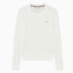 TOMMY HILFIGER [Official Headquarters] Cotton Cable Crewneck Sweater
