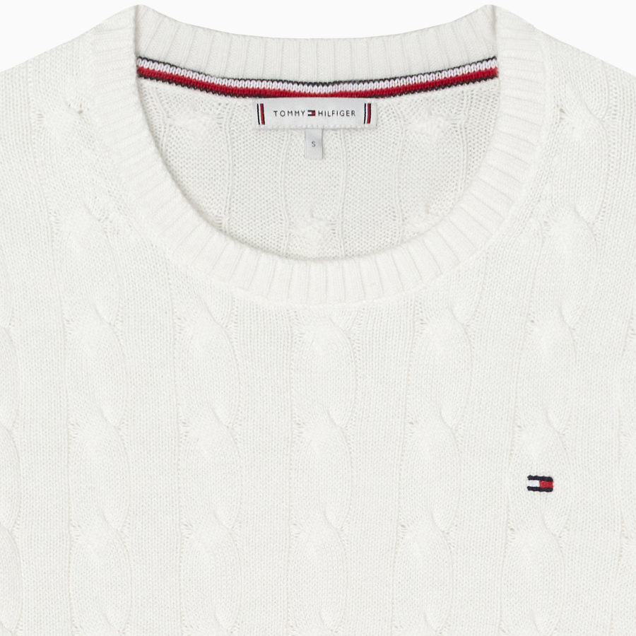 TOMMY HILFIGER [Official Headquarters] Cotton Cable Crewneck Sweater