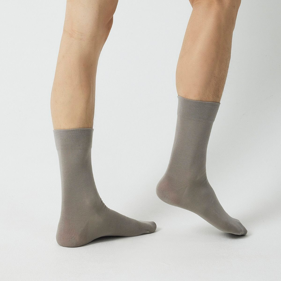 JAJU Cotton Non-Pressure Plain Socks – Grey